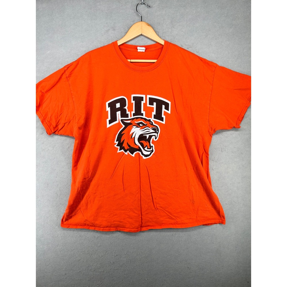 Gildan RIT Tigers Rochester Institute of Technology Orange T-Shirt Mens 2XL